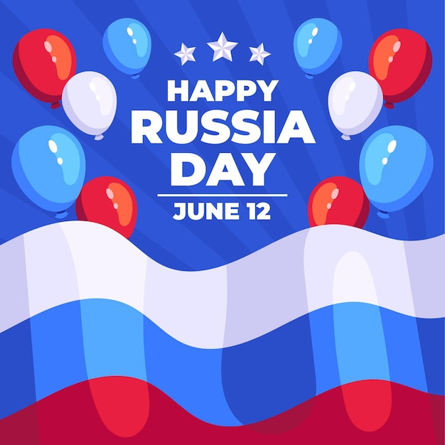 Flat russia day illustration