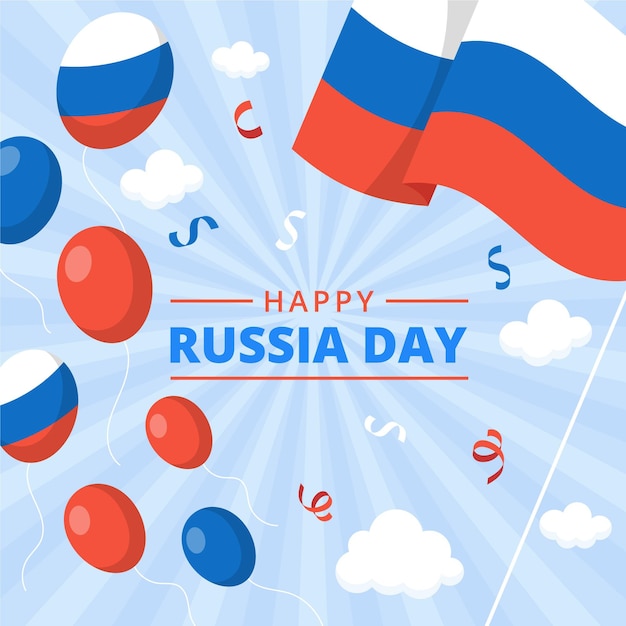 Flat russia day illustration