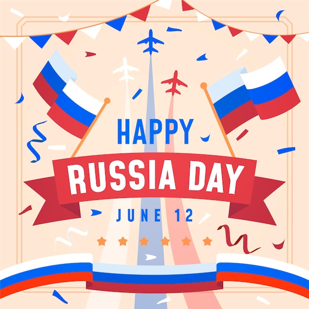 Free vector flat russia day illustration