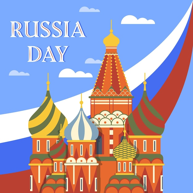 Flat russia day illustration