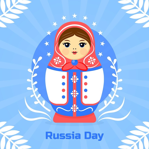 Flat russia day illustration