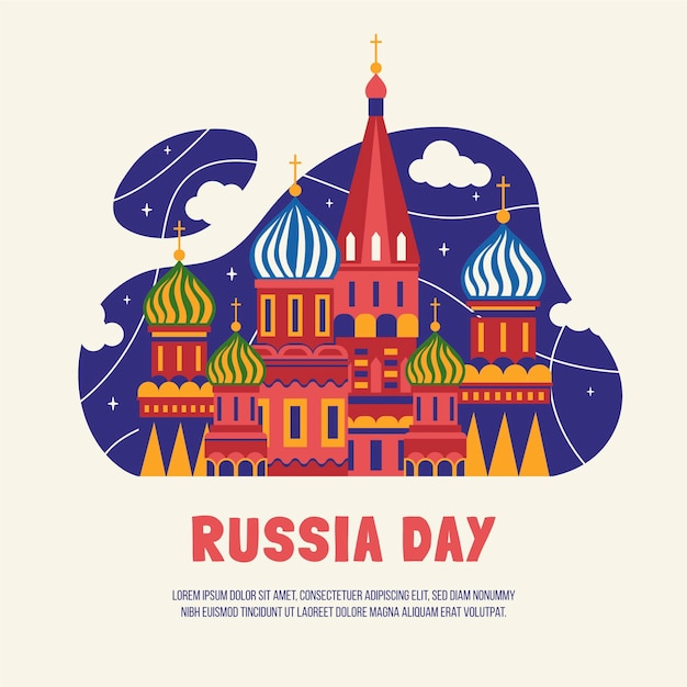 Free vector flat russia day illustration