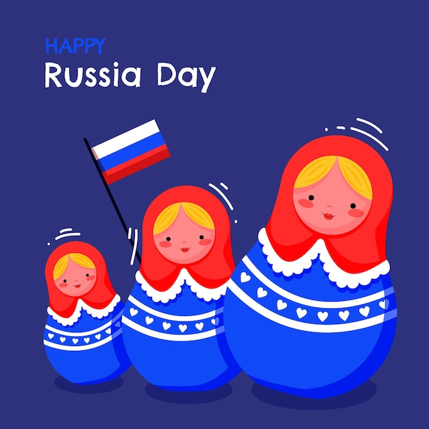 Flat russia day illustration