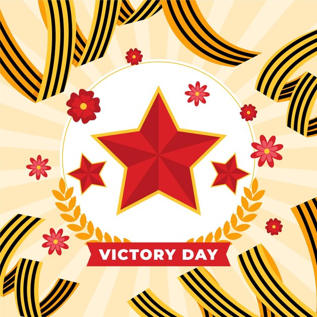 Flat russian victory day illustration