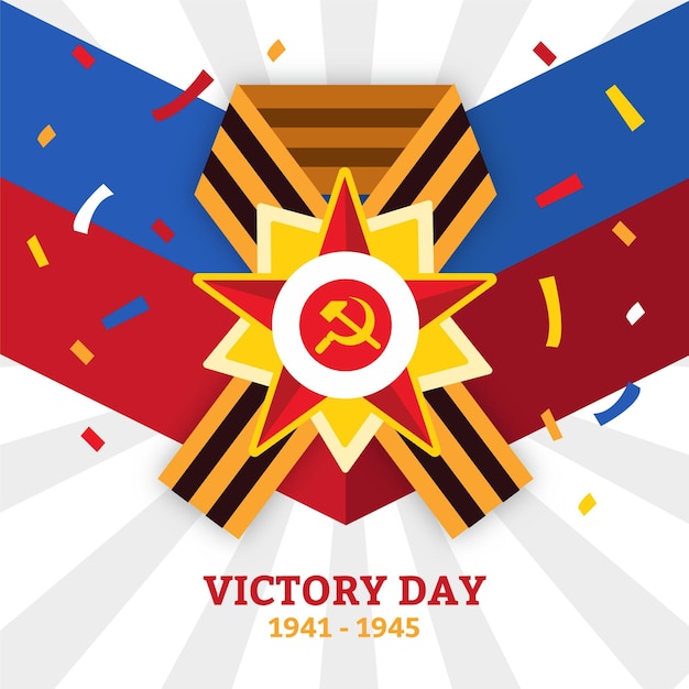 Free vector flat russian victory day illustration