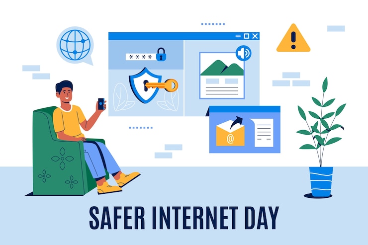 Free Vector flat safer internet day background