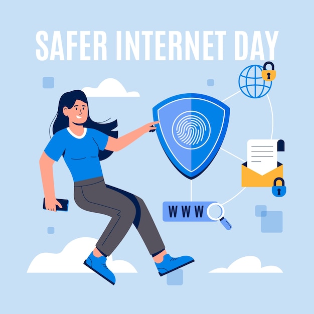 Free vector flat safer internet day illustration