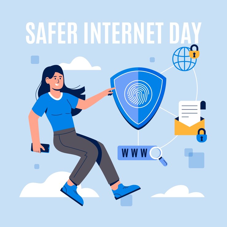 Free Vector flat safer internet day illustration