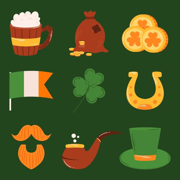 Free vector flat saint patrick's day celebration elements collection