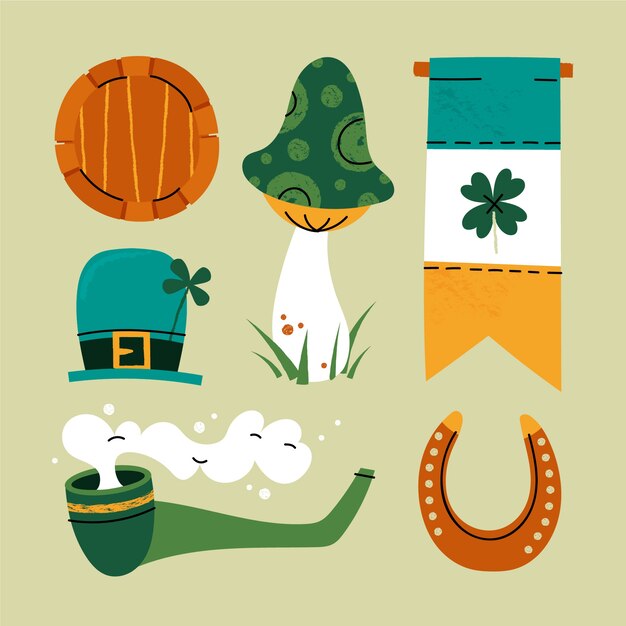 flat saint patrick's day celebration elements collection