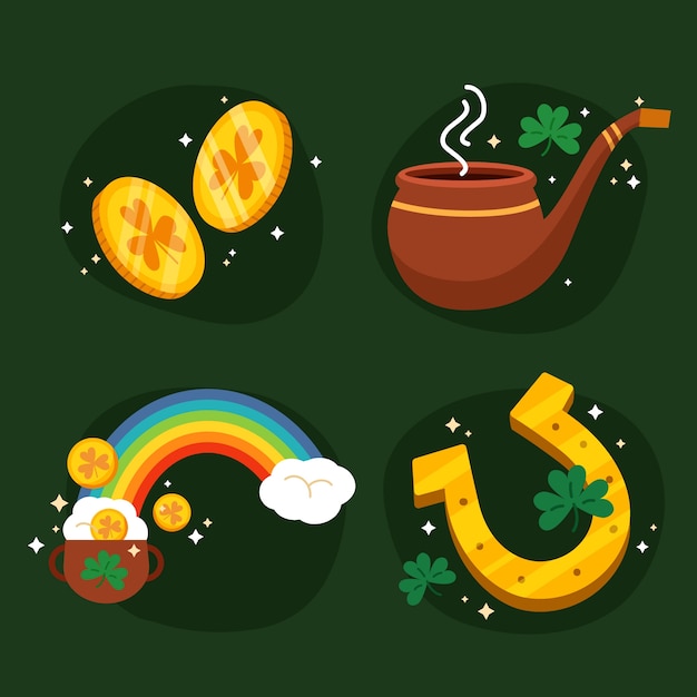 Free vector flat saint patrick's day celebration elements collection