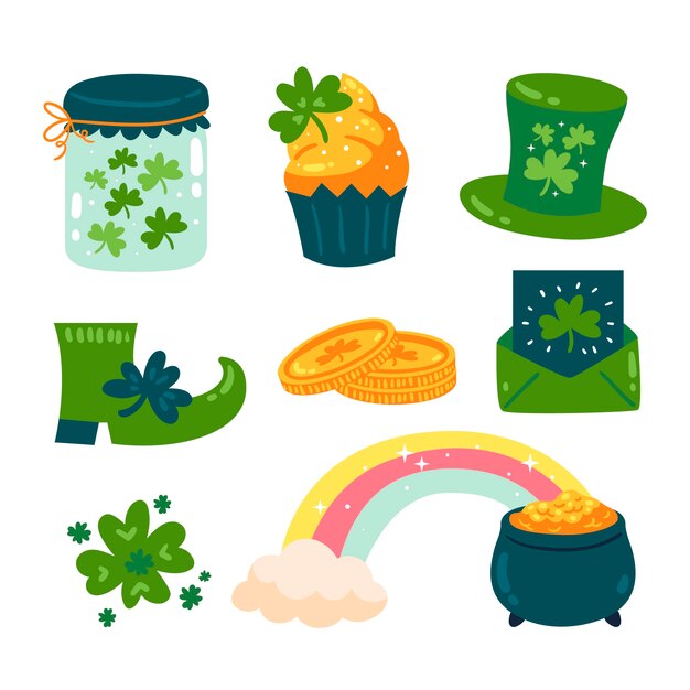 Free vector flat saint patrick's day celebration elements collection