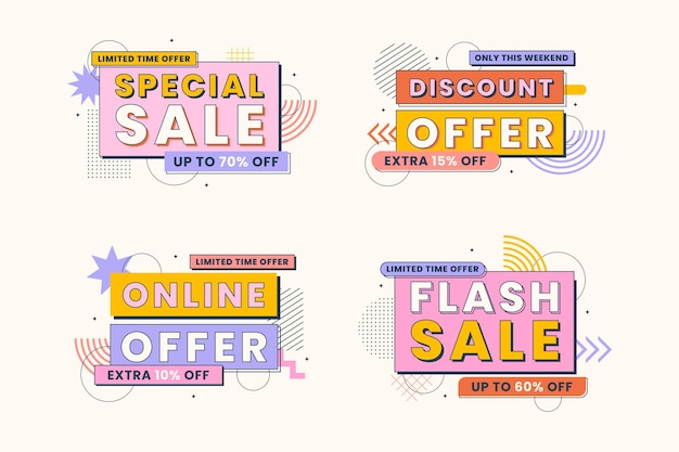 Free vector flat sale badges collection