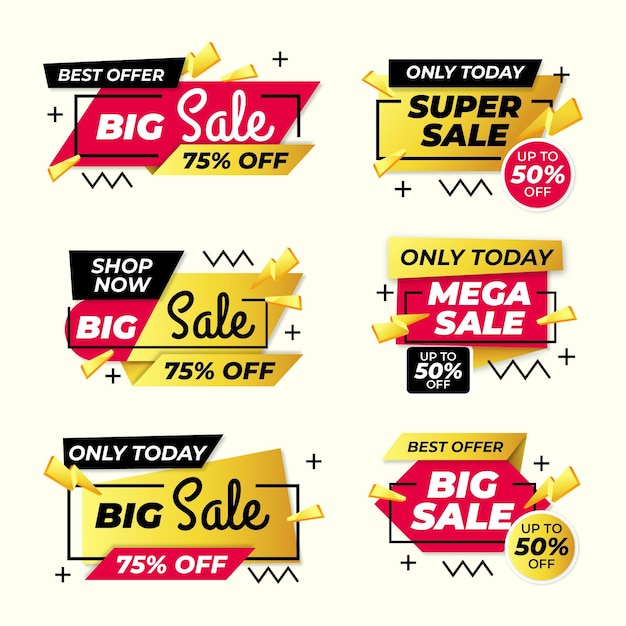 Free vector flat sale badges collection