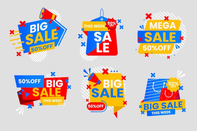 Free vector flat sale badges collection