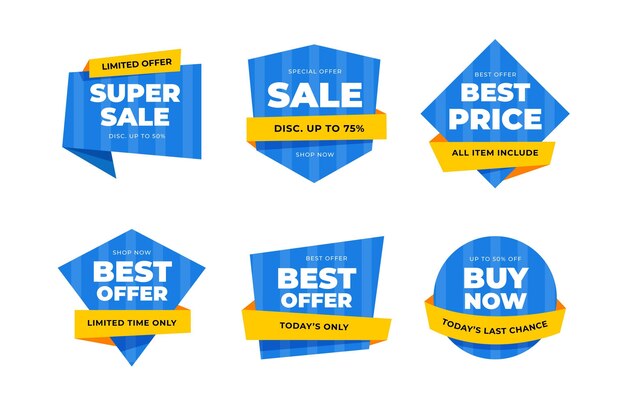 Free vector flat sale badges collection