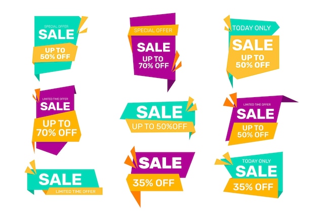 Free vector flat sale badges collection