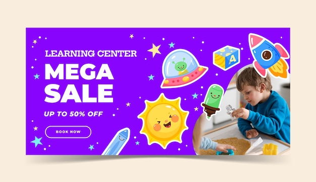 Flat sale banner for children