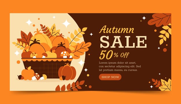 Flat sale banner template for autumn celebration