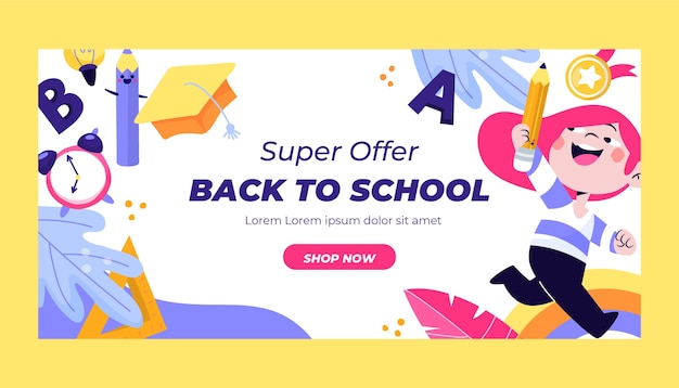 Flat sale banner template for back to school event
