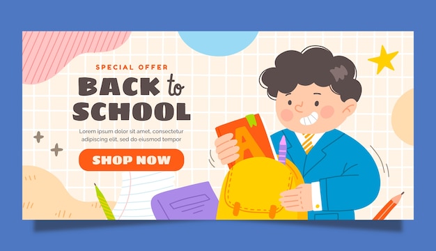 Flat sale banner template for back to school event