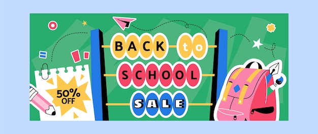 Flat sale banner template for back to school season