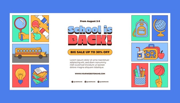 Flat sale banner template for back to school season