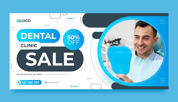 Flat sale banner template for dental clinic business