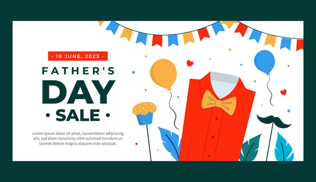 flat sale banner template for fathers day celebration