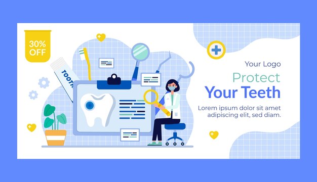 歯科医院事業のためのフラットセールバナーテンプレート
