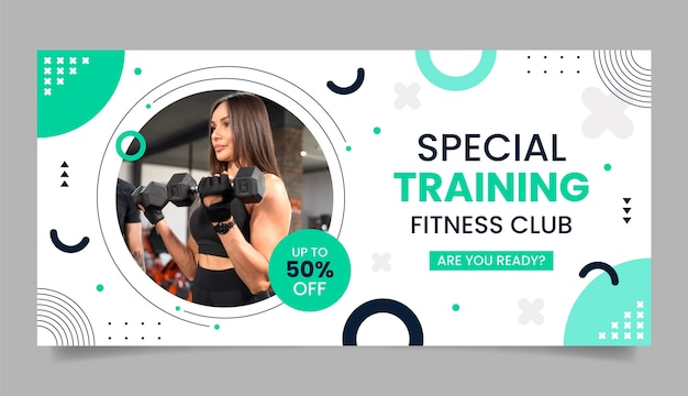 Free vector flat sale banner template for gym and exercise