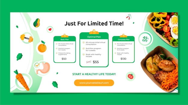 Free vector flat sale banner template for nutritionist