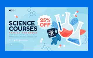 Free vector flat sale banner template for science research
