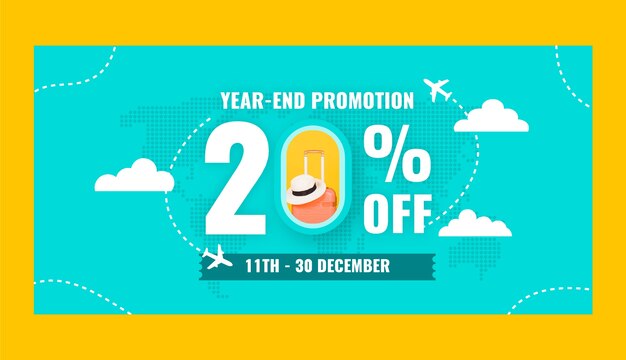 Flat sale banner template for travel agency