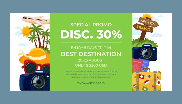 Free vector flat sale banner template for travel agency