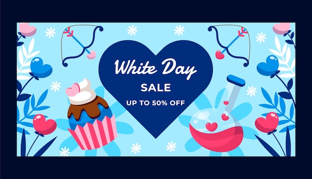 Free vector flat sale banner template for white day celebration