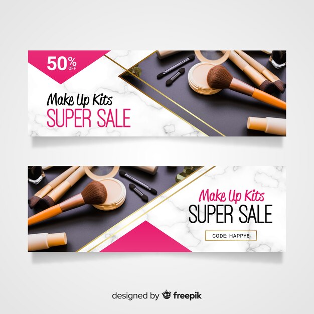 Flat sale banner with photo
