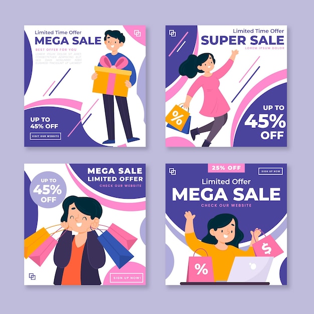 Free vector flat sale instagram post collection