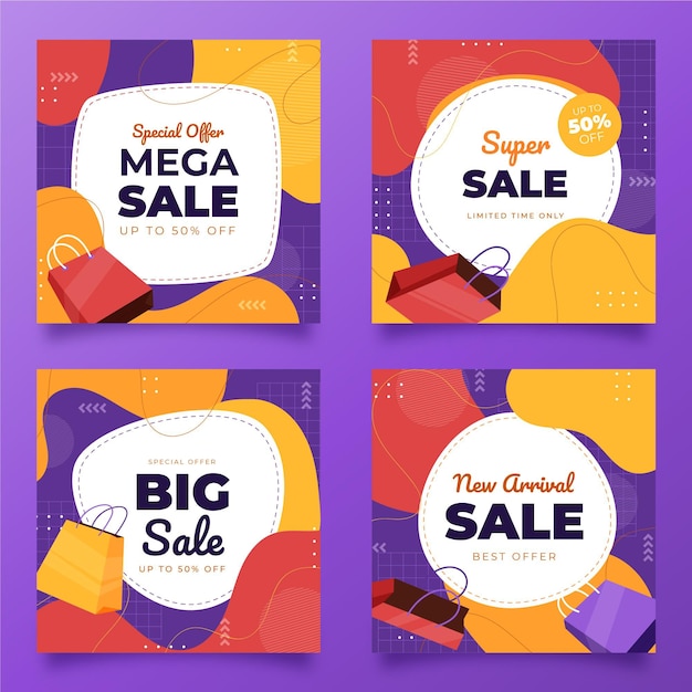 Free vector flat sale instagram posts