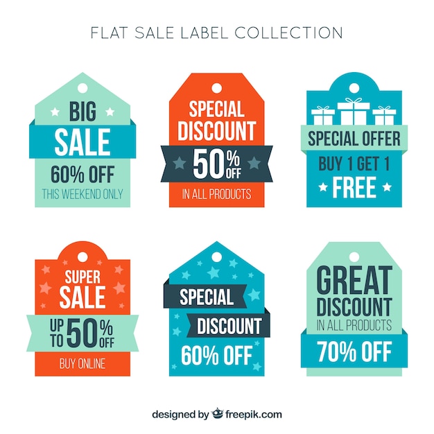 Free vector flat sale label/badge collection