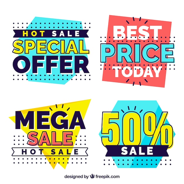 Free vector flat sale label/badge collection