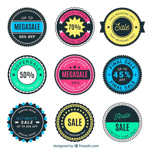 Vettore gratuito collezione flat label / badge