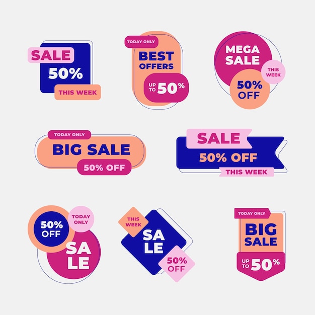 Free vector flat sale labels collection