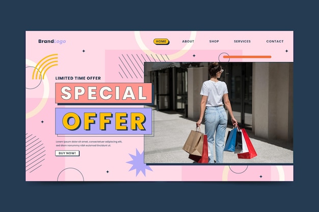 Flat sale landing page template with photo