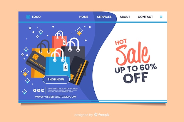 Free vector flat sale landing page template