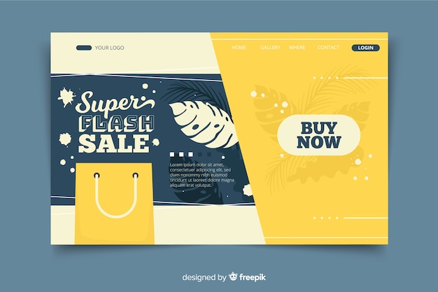 Free vector flat sale landing page template