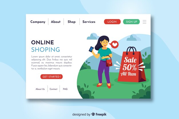 Flat sale landing page template 