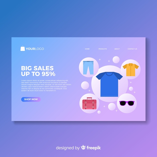 Free vector flat sale landing page template