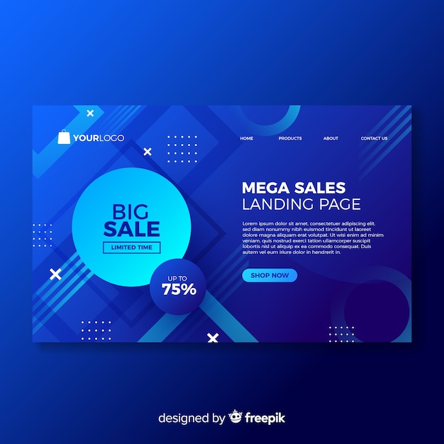 Free vector flat sale landing page template