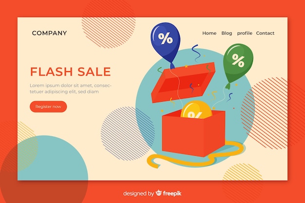 Flat sale landing page template 